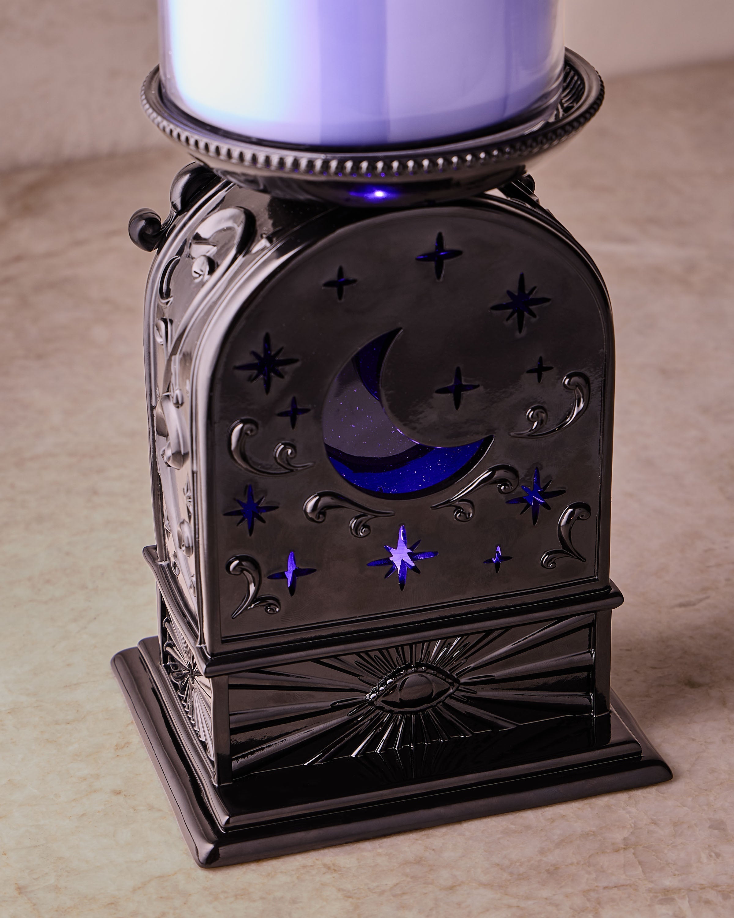 Light-up Glow-in-the-Dark Fortune Telling Pedestal 3-Wick Candle Holder